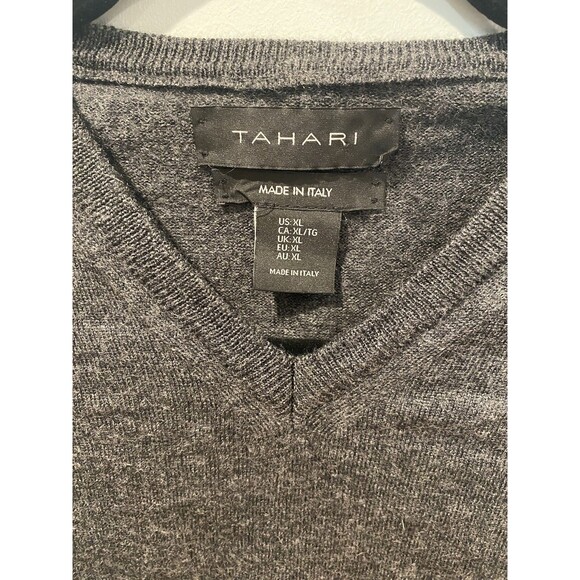 Tahari Sweater Vest Womens XL Grey 100% Wool Knit Academia Collegiate Old Money - Picture 3 of 6